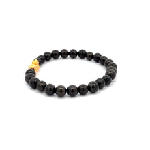 Load image into Gallery viewer, 24K Gold Piyao Pixiu Lucky Charm Bracelet Gemstones Shungite 6mm - Rafant
