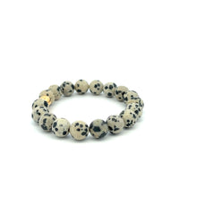 Load image into Gallery viewer, 18K Gold Money Bag Lucky Charm Bracelet Gemstones Dalmatian Jasper 8mm - Rafant