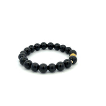 Load image into Gallery viewer, 18K Gold Money Ball Lucky Bracelet Beads Gemstones Black Tourmaline 8mm - Rafant