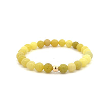 Load image into Gallery viewer, Natural Lemon Jade Gemstones 6mm Stretchable Bracelet 18k Gold Bead Charm - Rafant