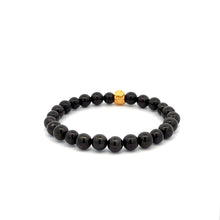Load image into Gallery viewer, 24K Yellow Gold Money Bag Lucky Bracelet Gemstones Shungite 6mm - Rafant
