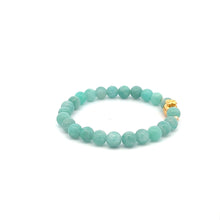 Load image into Gallery viewer, 18K Gold Money Bag Lucky Charm Beads Bracelet Gemstones Amazonite Peru 6mm - Rafant