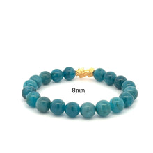 Load image into Gallery viewer, Real 18K Gold Piyao Pixiu Lucky Charm Bracelet Natural Apatite Gemstones 6mm-8mm - Rafant