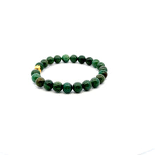Load image into Gallery viewer, 24K Gold Money Bag Lucky Charm Stretchable Bracelet Gemstones Natural African Jade 8mm Size 6.5" - Rafant