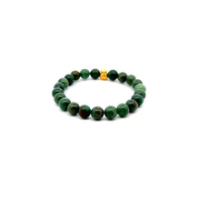 Load image into Gallery viewer, 24K Gold Money Bag Lucky Charm Stretchable Bracelet Gemstones Natural African Jade 8mm Size 6.5" - Rafant