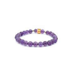 Load image into Gallery viewer, 18K Gold Money Bag Lucky Charm Beads Bracelet Gemstones Amethyst 6mm - Rafant