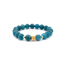 Load image into Gallery viewer, 18K Gold Money Bag Lucky Charm Beads Bracelet Gemstones Apatite 8mm - Rafant