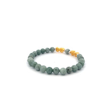 Load image into Gallery viewer, 18K Gold Dragon Pixiu Double Piyao Lucky Charm Bracelet Gemstones Burmese Jade 6mm - Rafant