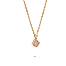 Load image into Gallery viewer, 18K Gold Necklace Chain 18" Rose Quartz Flower Pendant 1.88 grams - Rafant