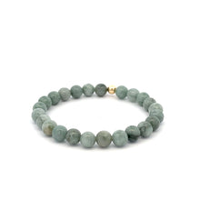 Load image into Gallery viewer, Natural Burmese Jade Gemstones 6mm Stretchable Bracelet 18k Gold Bead Charm - Rafant