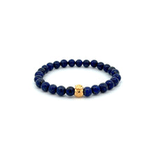 Load image into Gallery viewer, 18K Gold Money Bag Lucky Charm Bracelet Gemstones Lapis Lazuli 6mm - Rafant