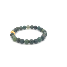 Load image into Gallery viewer, 24K Yellow Gold Money Bag Lucky Bracelet Moss Agate Gemstones 6mm - Rafant
