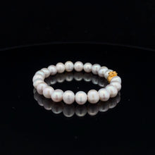 Load image into Gallery viewer, 24K Yellow Gold Money Bag Lucky Bracelet Natural Freshwater Pearl Light Grey Gemstones - Rafant