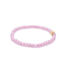 Load image into Gallery viewer, 18K Gold Bead Stretchable Bracelet Pink Faceted Zircon Gemstones - Rafant
