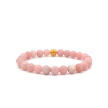 Load image into Gallery viewer, 18K Gold Coin Ball Lucky Charm Bracelet Gemstones Natural Pink Opal 6mm - Rafant