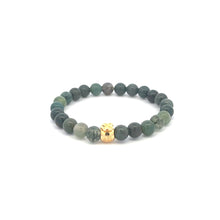 Load image into Gallery viewer, 18K Gold Money Bag Charm Bracelet Natural Moss Agate Gemstones 6mm - Rafant
