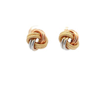 Load image into Gallery viewer, 18K Gold Earrings Stud Tricolor Knot 2.18 grams - Rafant