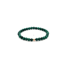 Load image into Gallery viewer, Natural Malachite Gemstones Mini 4mm 18K Yellow Gold Charm Bead - Rafant