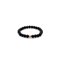 Load image into Gallery viewer, Natural Onyx Gemstones Mini 4mm 18K Gold Charm Bead - Rafant