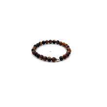 Load image into Gallery viewer, Natural Tiger's Eye Gemstones Mini 4mm 18K Gold Charm Bead - Rafant