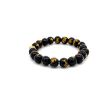 Load image into Gallery viewer, 18K Gold Coin Ball Lucky Charm Bracelet Gemstones Black Agate 7.5-8mm - Rafant