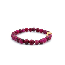 Load image into Gallery viewer, 18K Gold Money Bag Lucky Charm Beads Bracelet Gemstones Pink Tiger's Eye 6-6.5mm - Rafant