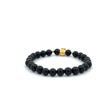 Load image into Gallery viewer, 18K Gold Money Bag Lucky Charm Beads Bracelet Gemstones Onyx 6mm - Rafant