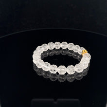Load image into Gallery viewer, 18K Gold Money Bag Lucky Charm Bracelet Clear Quartz Carved Lotus Gemstones 7.5mm - Rafant