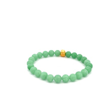 Load image into Gallery viewer, 24K Yellow Gold Money Bag Lucky Bracelet Green Jade Gemstones 6mm - Rafant