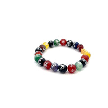 Load image into Gallery viewer, 18K Gold Dragon Pixiu Piyao Lucky Charm Bracelet Gemstones Agate Multicolor 8mm - Rafant