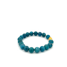 Load image into Gallery viewer, 18K Gold Dragon Pixiu Piyao Lucky Charm Beads Bracelet Gemstones Apatite 8mm - Rafant