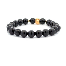 Load image into Gallery viewer, 18K Gold Money Bag Lucky Charm Beads Bracelet Gemstones Onyx 8mm - Rafant