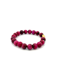 Load image into Gallery viewer, 18K Gold Dragon Pixiu Piyao Lucky Bracelet Beads Gemstone Pink Tiger's Eye 8mm - Rafant