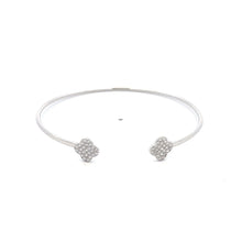 Load image into Gallery viewer, 925 Sterling Silver Rhodium Plated Bangle Size 6.5 inches Clover - Rafant