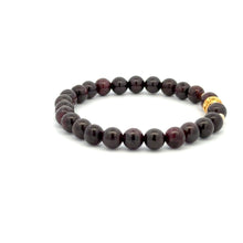 Load image into Gallery viewer, 18K Gold Money Ball Lucky Charm Beads Bracelet Gemstones Garnet 6mm - Rafant