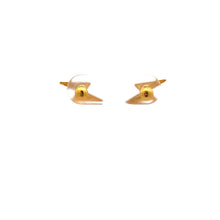 Load image into Gallery viewer, 18K Gold Earrings Stud Screw Type Lightning Bolt Tiny - Rafant