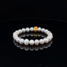 Load image into Gallery viewer, 24K Yellow Gold Money Bag Lucky Bracelet Natural Freshwater Pearl Light Grey Gemstones - Rafant