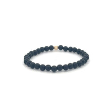 Load image into Gallery viewer, Gemstones Matte Onyx 4mm Stretchable Bracelet 14k Gold Bead Charm