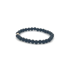 Load image into Gallery viewer, Gemstones Matte Onyx 4mm Stretchable Bracelet 14k Gold Bead Charm