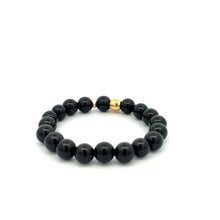 Load image into Gallery viewer, 18K Gold Money Bag Lucky Bracelet Beads Gemstone Black Tourmaline 8mm - Rafant