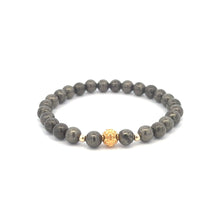 Load image into Gallery viewer, 18K Gold Money Ball Lucky Charm Beads Bracelet Gemstones Pyrite 6mm - Rafant