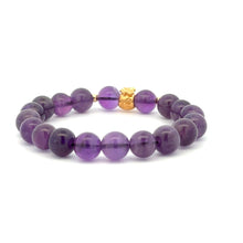Load image into Gallery viewer, 18K Gold Money Bag Lucky Charm Beads Bracelet Gemstones Amethyst 8mm - Rafant