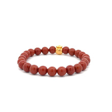 Load image into Gallery viewer, 18K Gold Money Bag Red Jasper Gemstones 6mm Lucky Charm Elastic Bracelet - Rafant