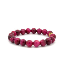 Load image into Gallery viewer, 18K Gold Money Ball Lucky Charm Beads Bracelet Gemstones Pink Tiger's Eye 8mm - Rafant
