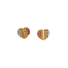 Load image into Gallery viewer, 18K Gold Stud Earrings Heart Tricolor 1.32 grams - Rafant