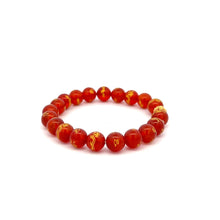 Load image into Gallery viewer, 18K Gold Money Ball Lucky Charm Beads Bracelet Gemstones Red Agate 8mm - Rafant