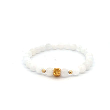 Load image into Gallery viewer, 18K Gold Money Bag Lucky Charm Beads Bracelet Gemstones White Jade 6mm - Rafant