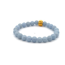 Load image into Gallery viewer, 18K Gold Money Bag Lucky Charm Bracelet Gemstones Angelite 6mm - Rafant