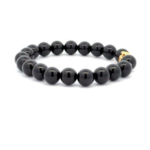 Load image into Gallery viewer, 18K Gold Money Bag Lucky Charm Beads Bracelet Gemstones Onyx 8mm - Rafant