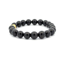 Load image into Gallery viewer, 18K Gold Money Bag Lucky Charm Beads Bracelet Gemstones Obsidian 8mm - Rafant